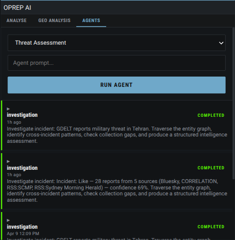 AI agent workflow panel