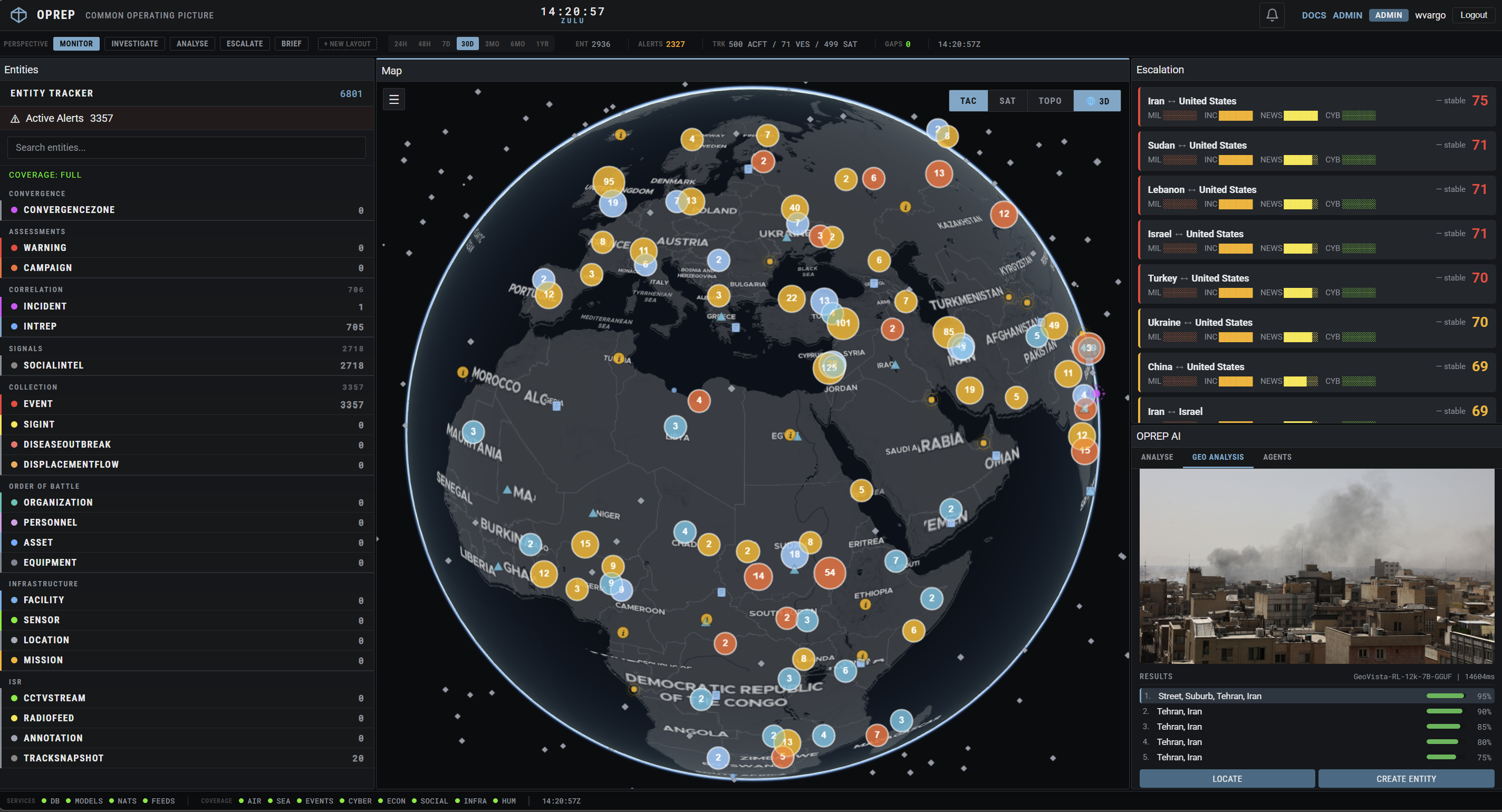 OPREP operational picture with source-weighted intelligence correlation